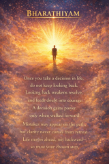A Bharathiyam visual reflection on decisiveness and unwavering resolve.