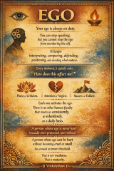 Bharathiyam EGO quote poster explaining how ego reacts to praise, criticism, success, and failure in vintage textured design